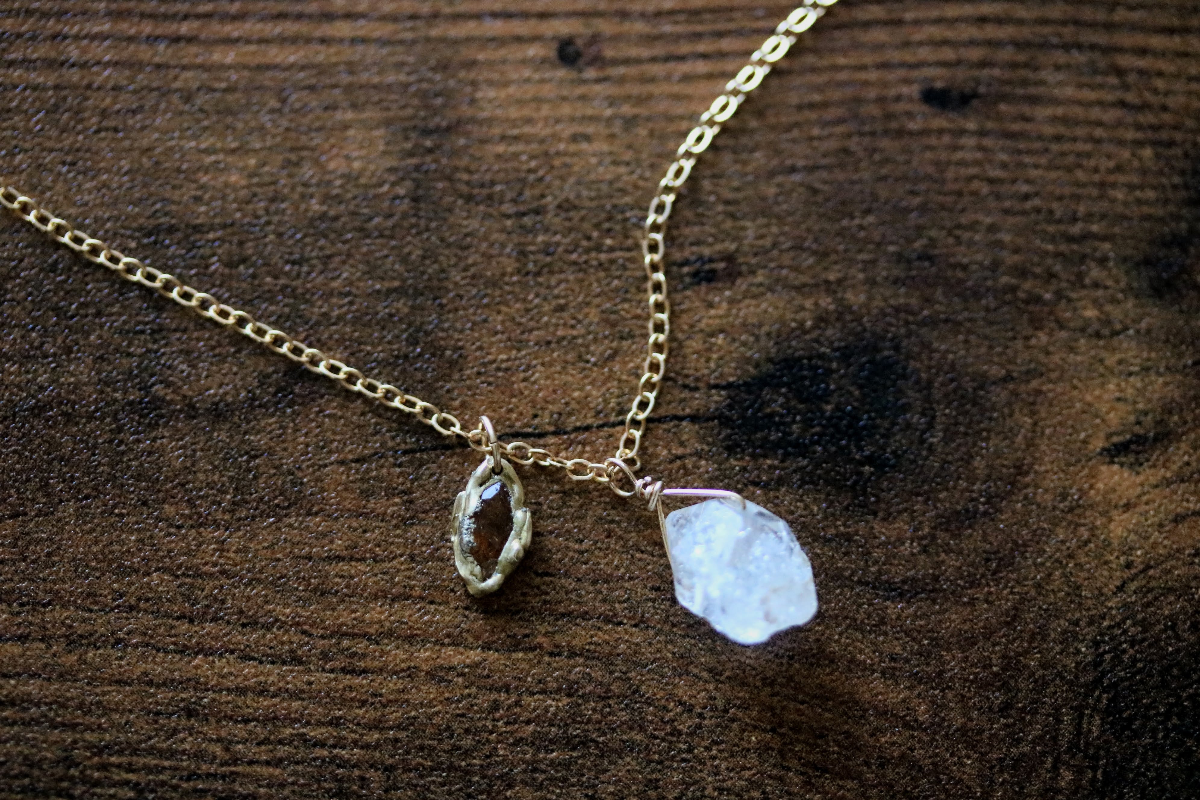 Herkimer Diamond and Tourmaline Necklace