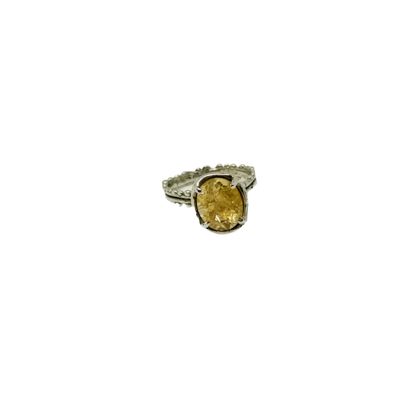 Citrine Silver Solitaire Ring