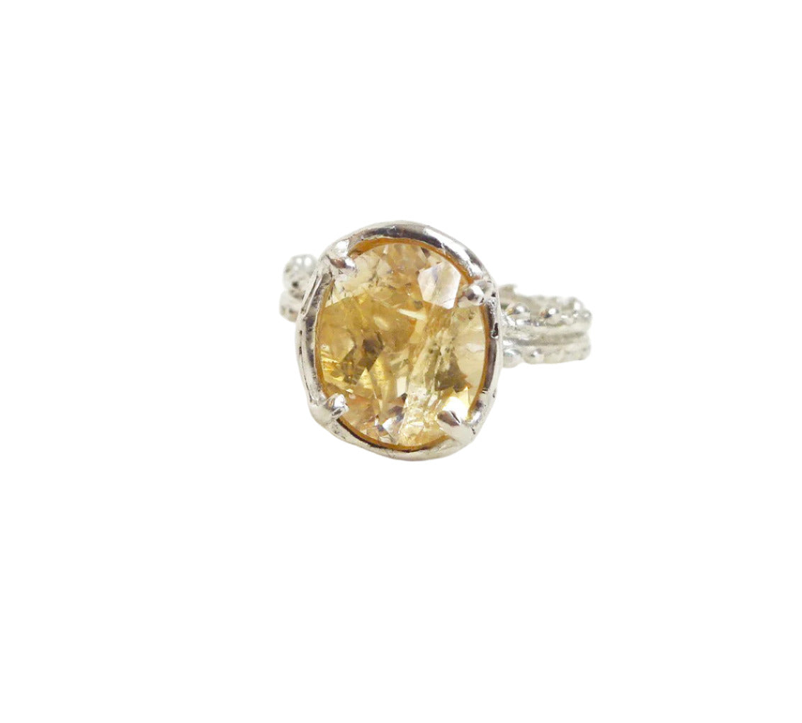 Citrine Silver Solitaire Ring