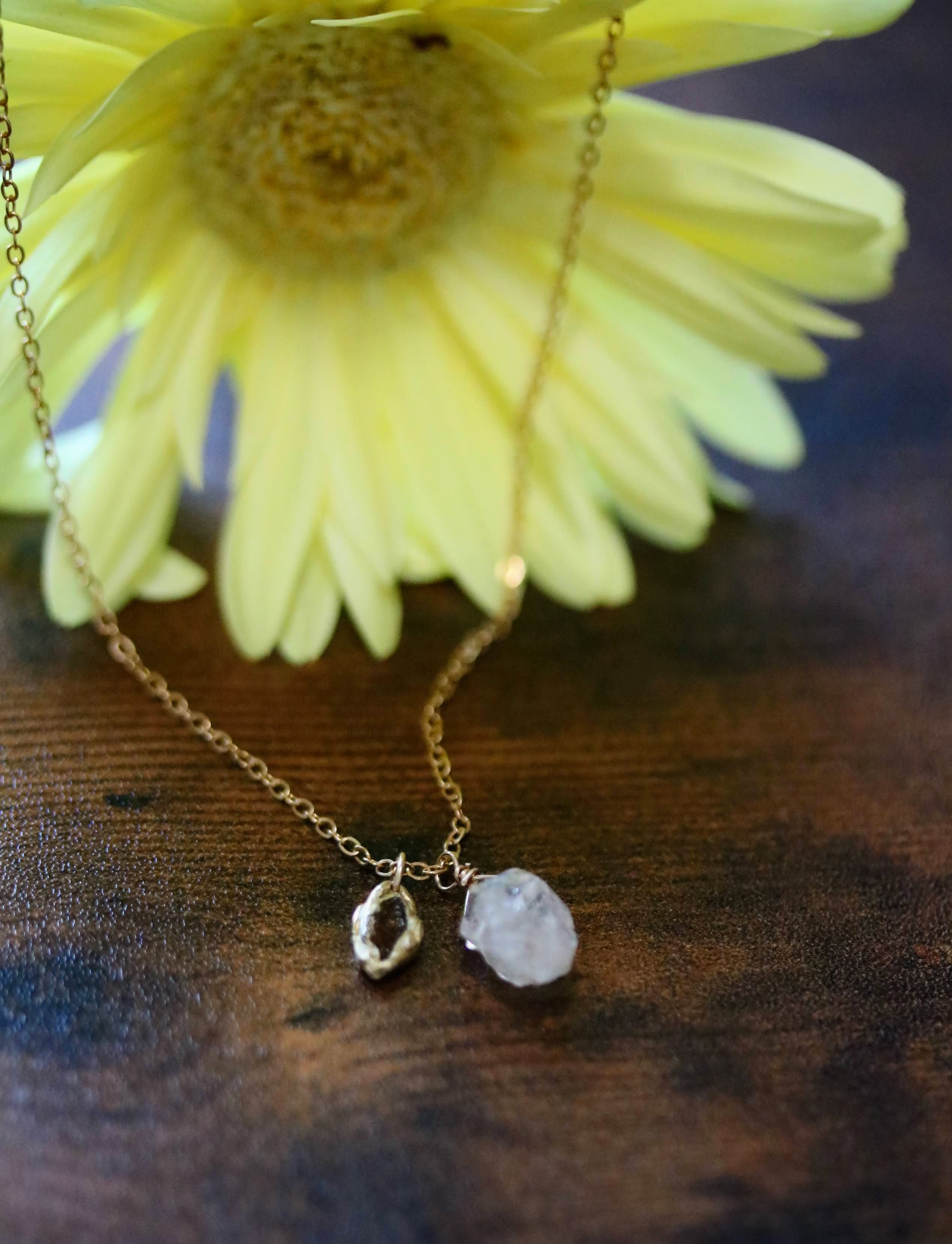 Herkimer Diamond and Tourmaline Necklace