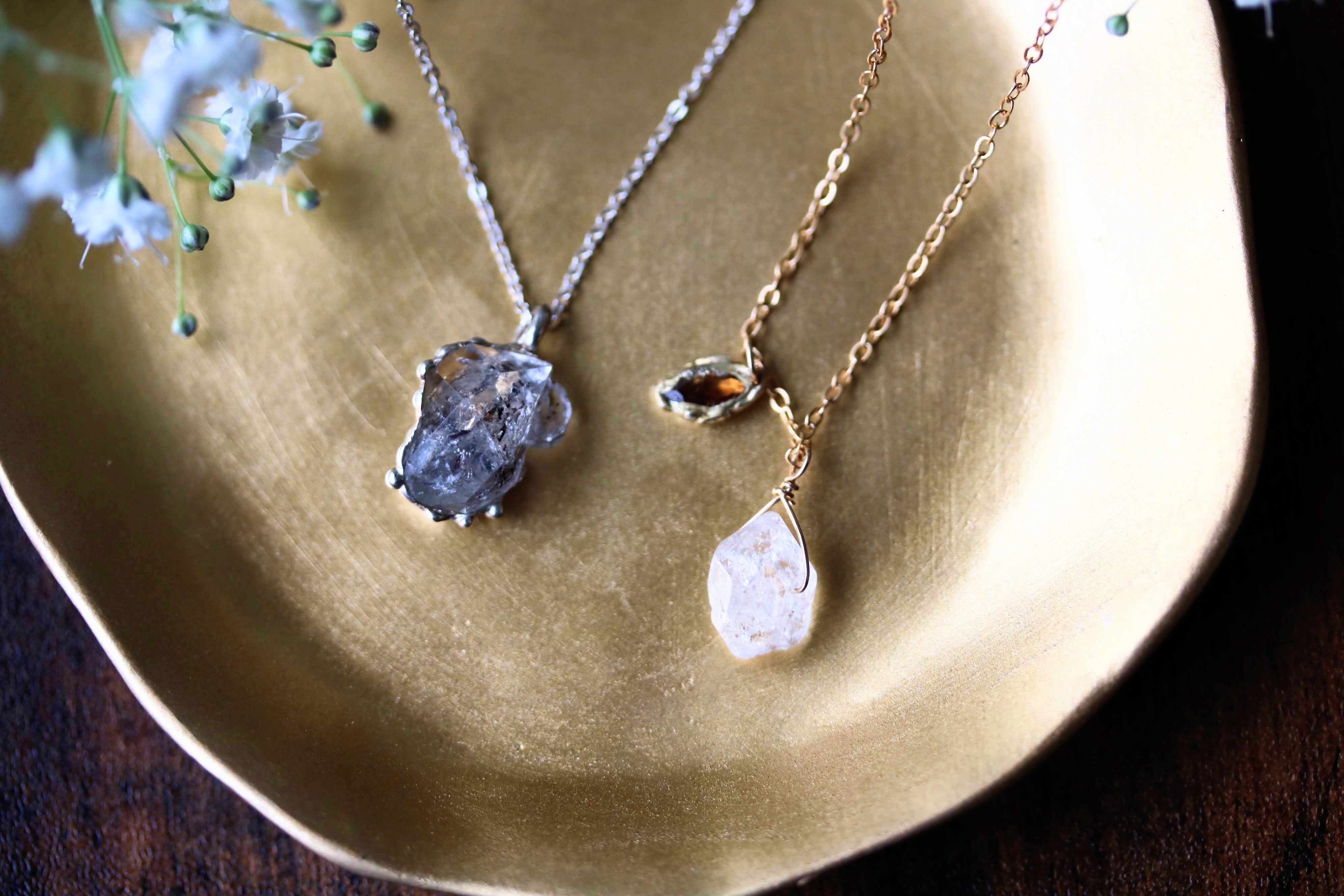 Herkimer Diamond and Tourmaline Necklace