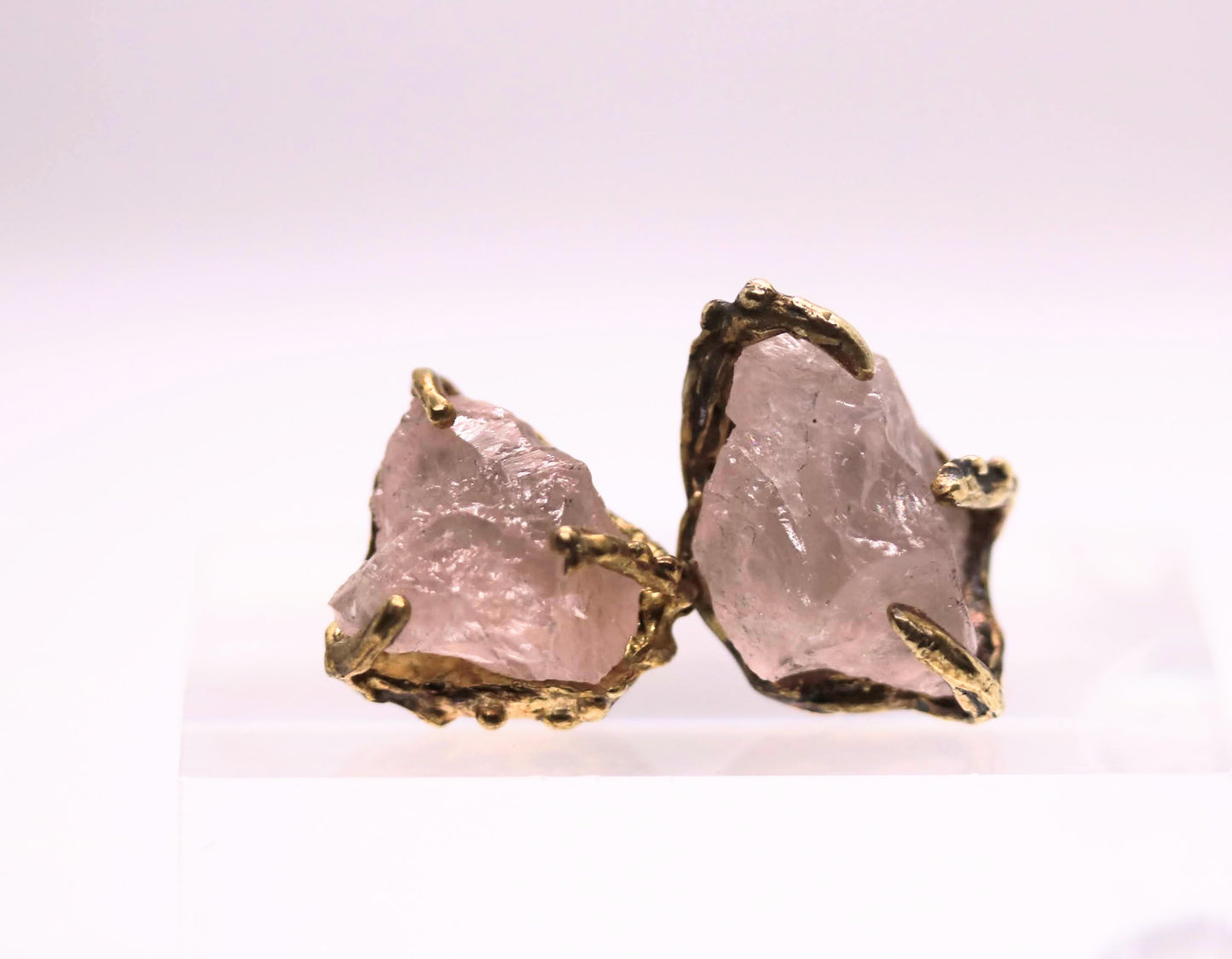 Rough Rose Quartz Stud Earrings