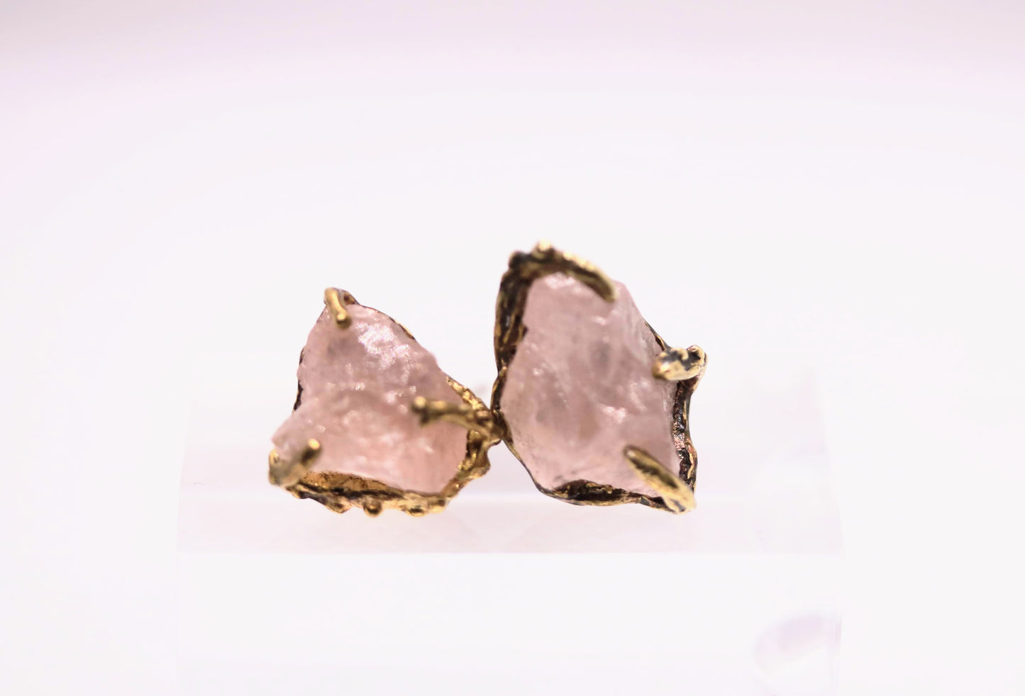 Rough Rose Quartz Stud Earrings