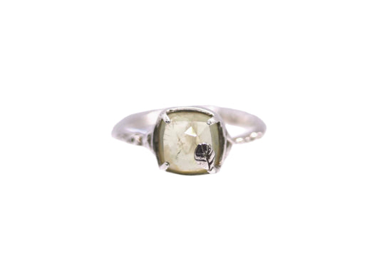 green prehnite silver ring