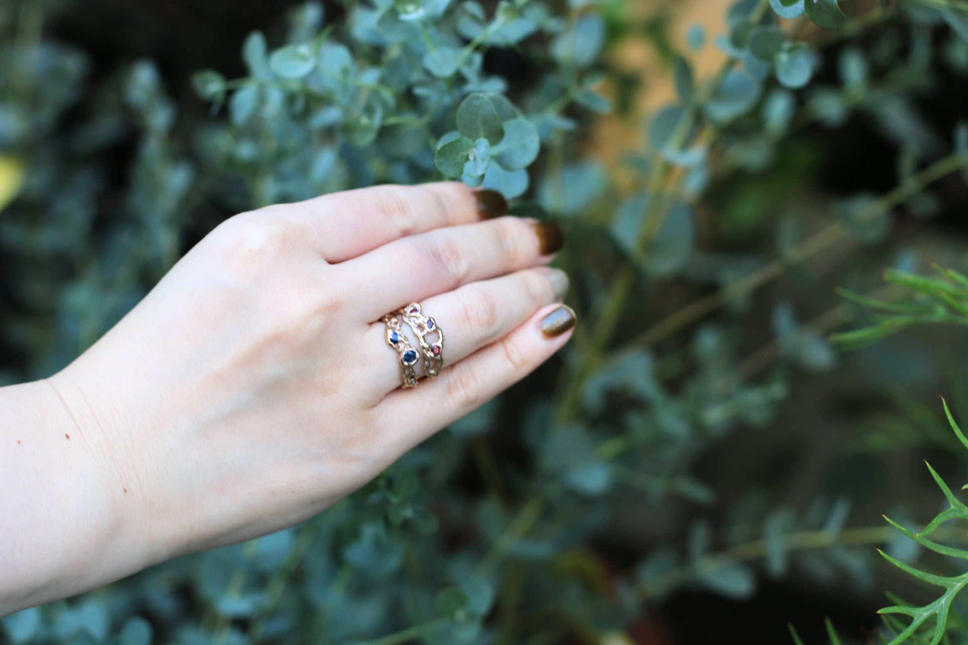 stacking gold jukai ring