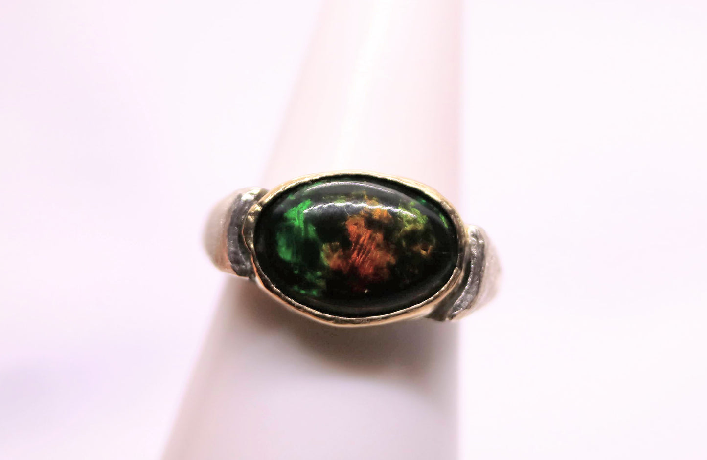 Black Opal Gold and Silver Statement Ring size US 7/ JP 14