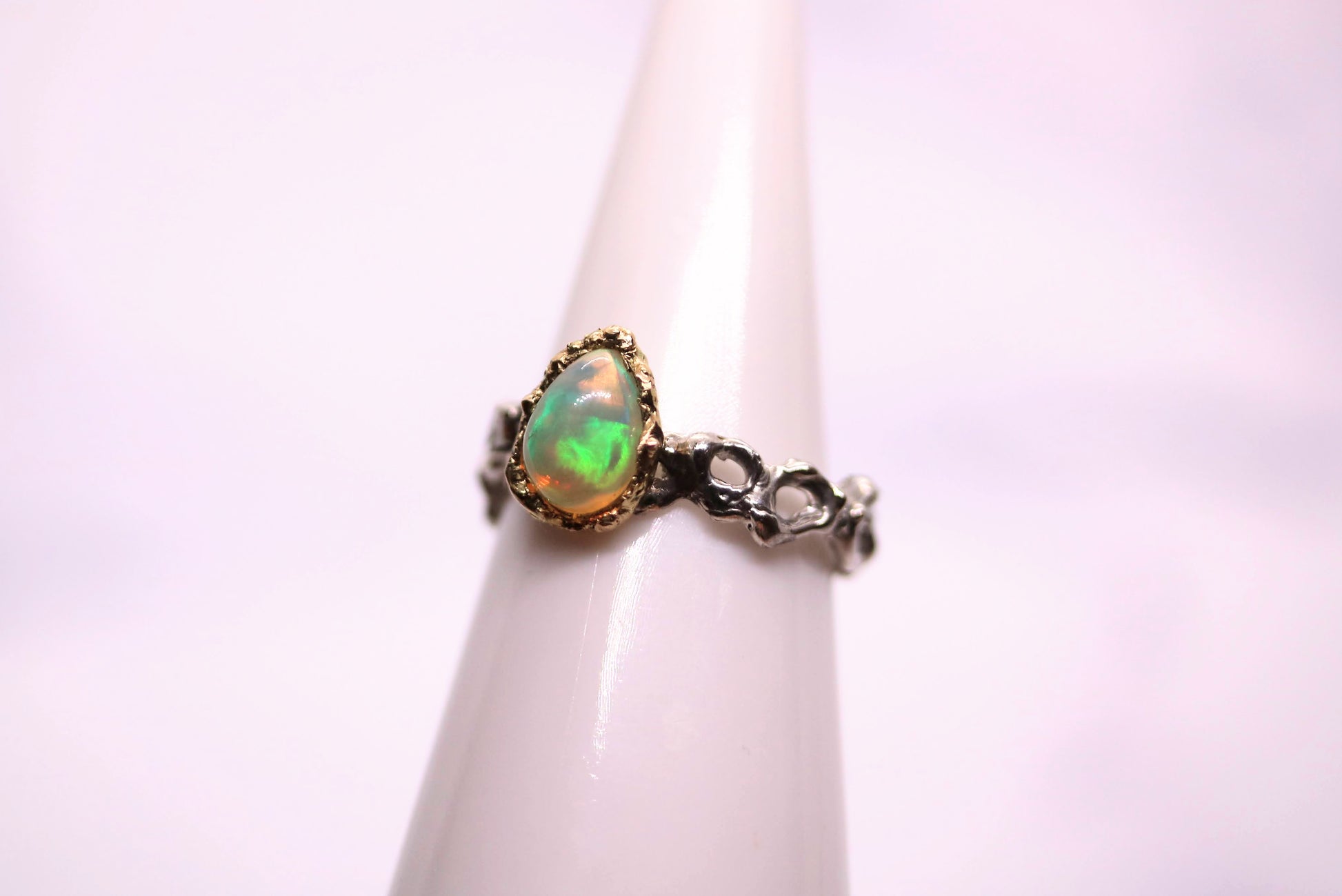 statement ring with teardrop opal