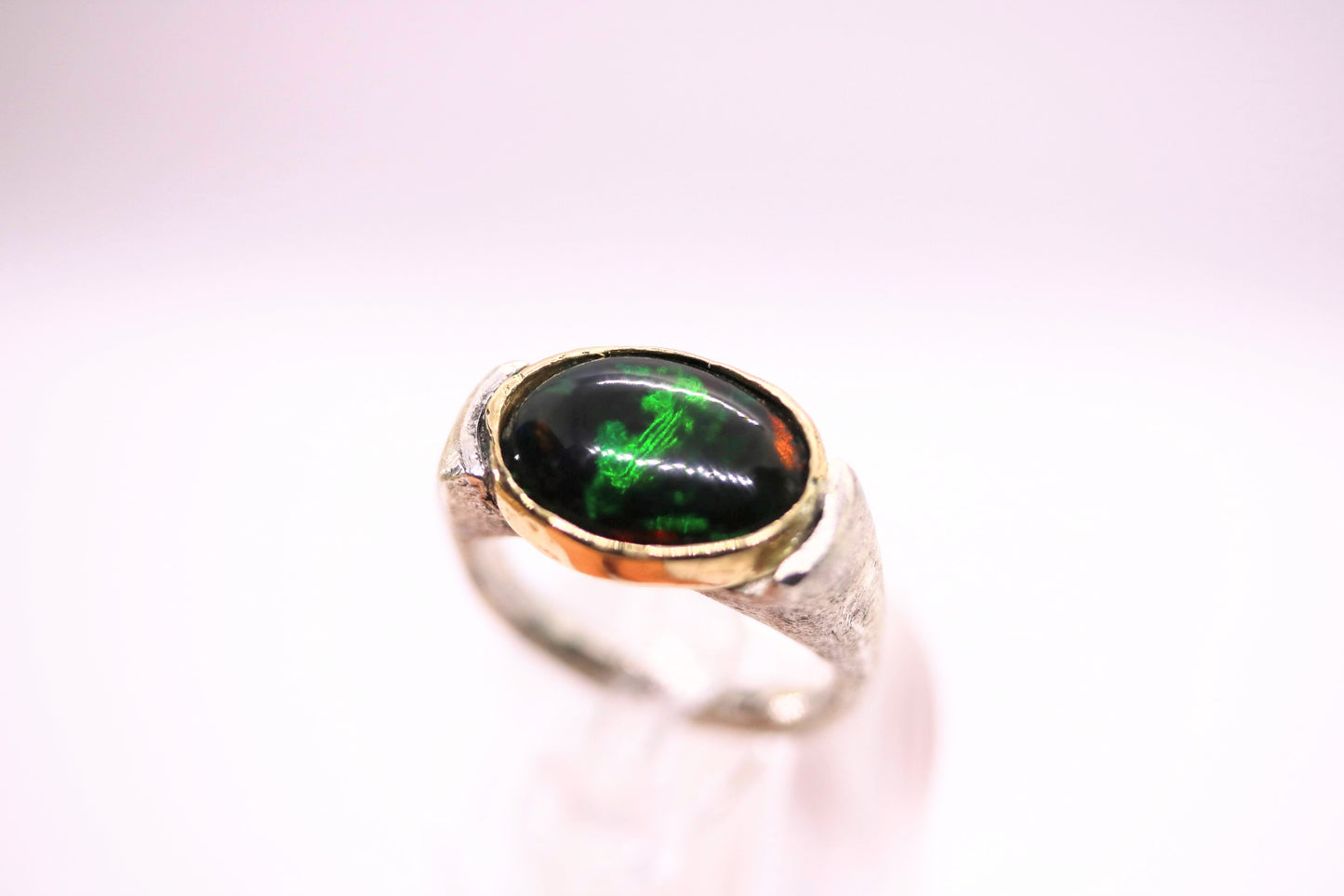 statement ring with black opal