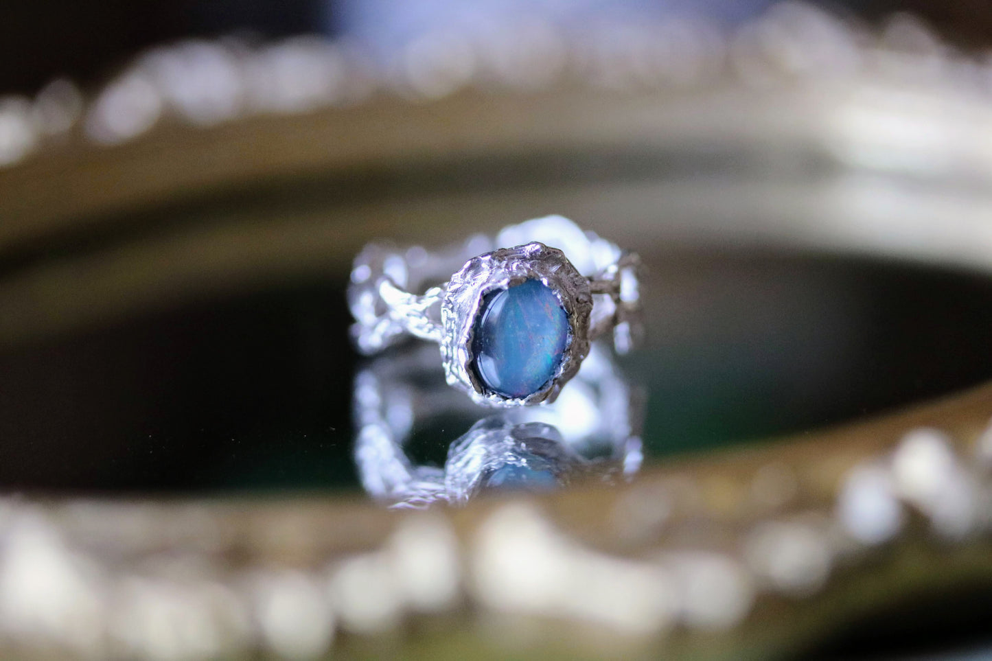 Australian opal ring in silver
