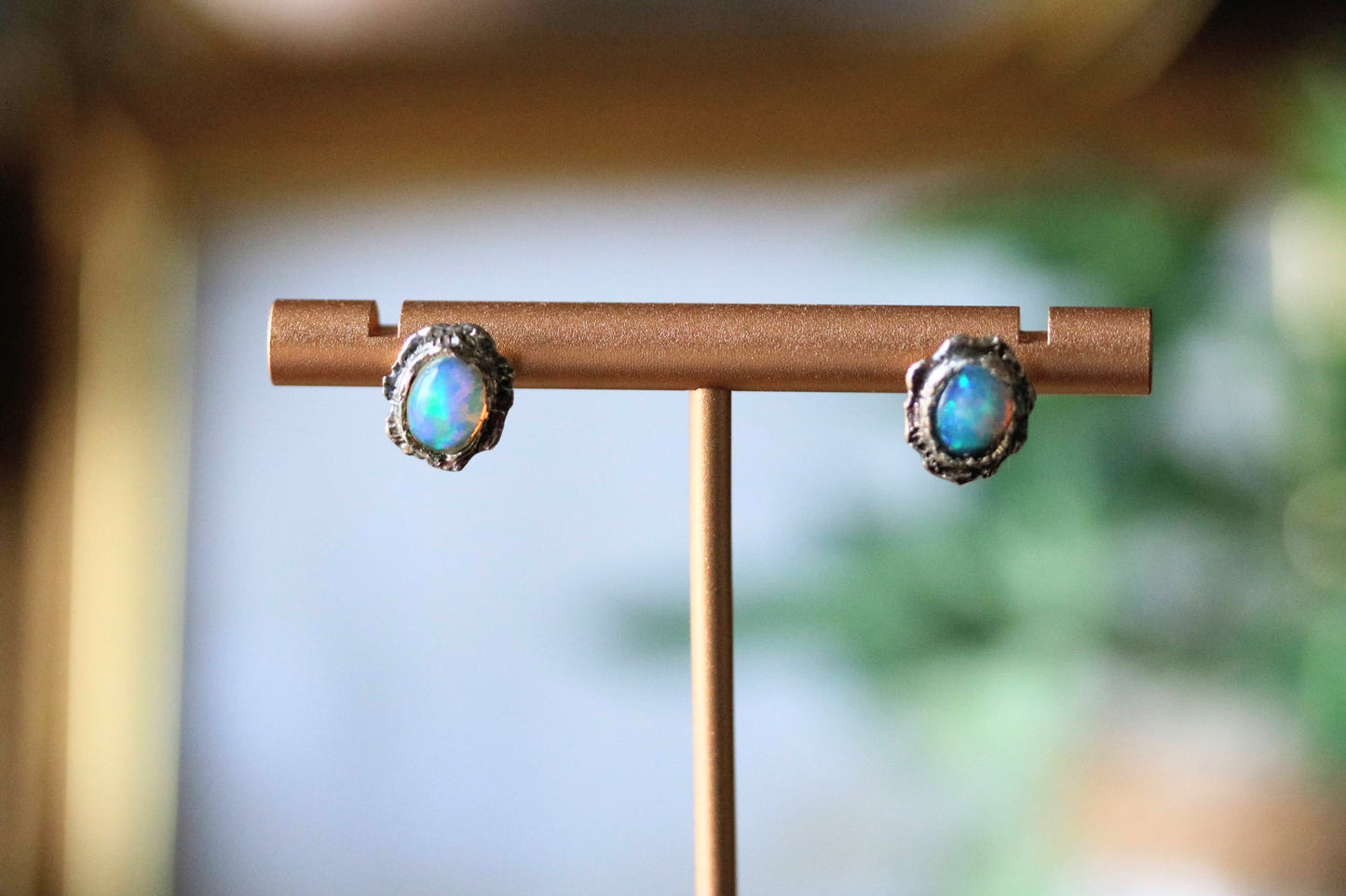 Classic Opal One of a Kind Gold Stud Earrings