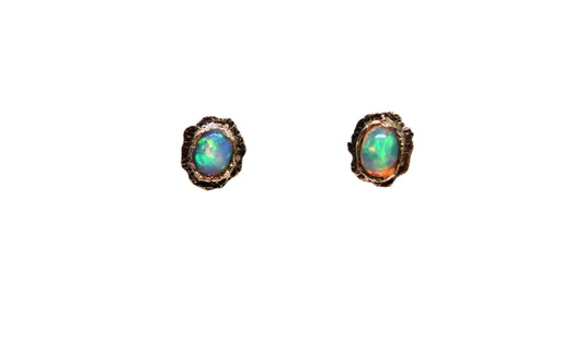 Classic Opal One of a Kind Gold Stud Earrings