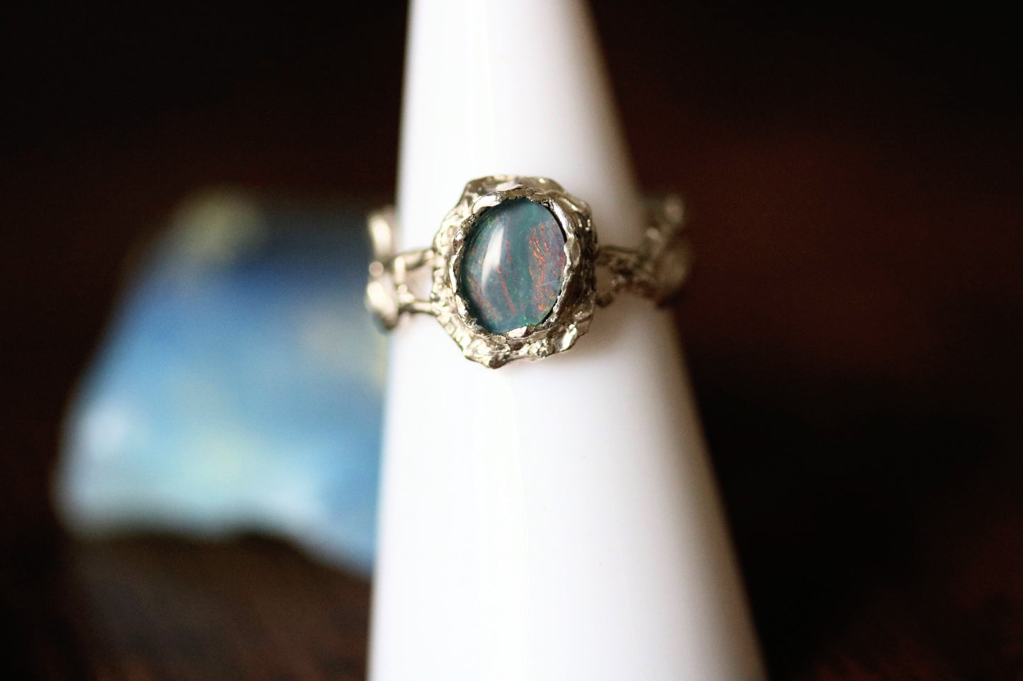 one of a kind Australian opal silver ring
