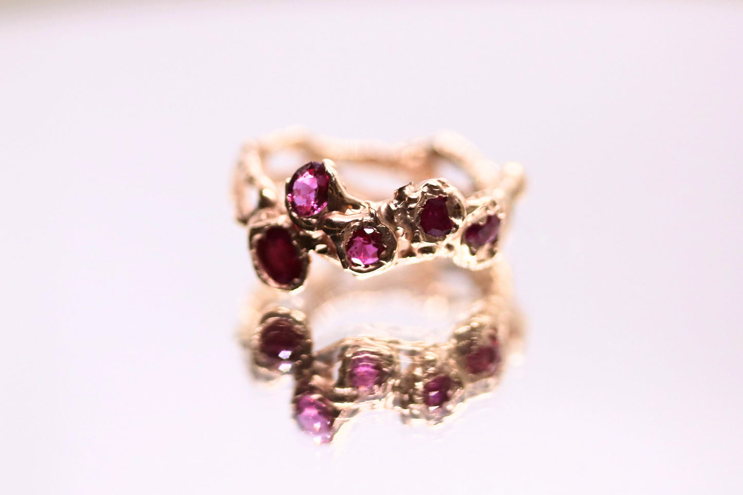 Five Ruby Jukai Gold Ring