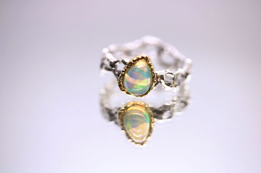 Teardrop Opal Jukai Gold x Silver Statement Ring SAMPLE SALE