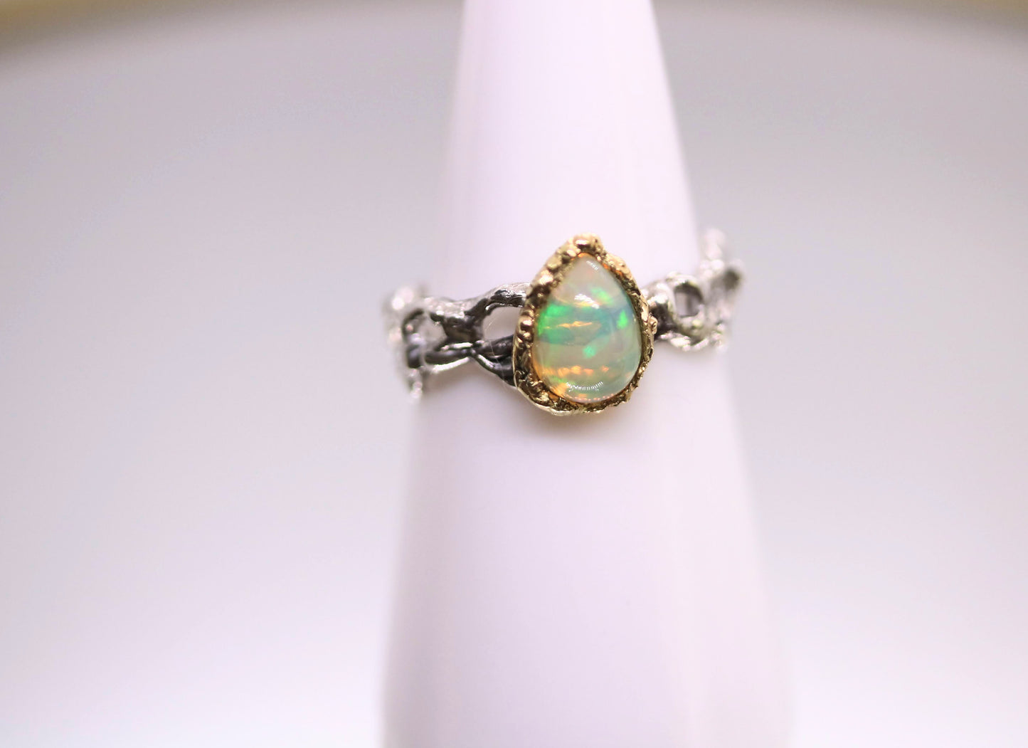 Teardrop Opal Jukai Gold x Silver Statement Ring SAMPLE SALE