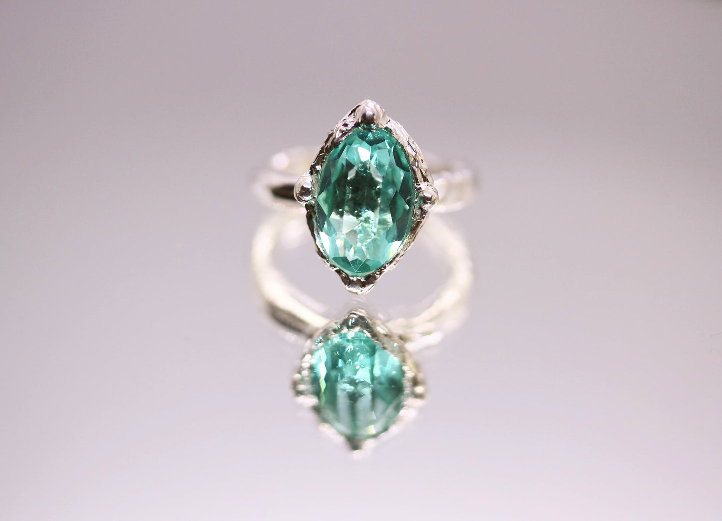 faceted marquise paraiba tourmaline silver ring