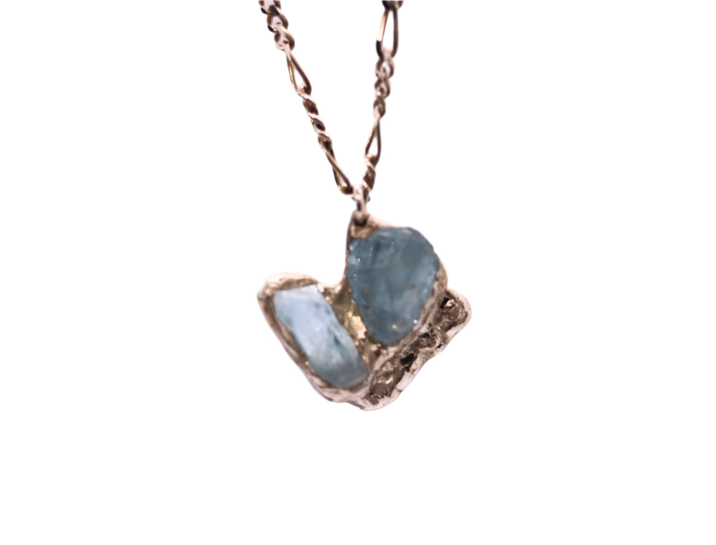 raw aquamarine raw sapphire silver necklace