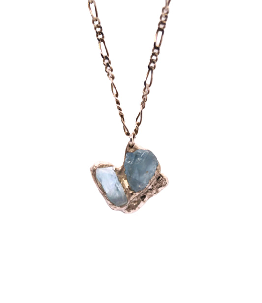 One Hearts Aquamarine Sapphire Necklace