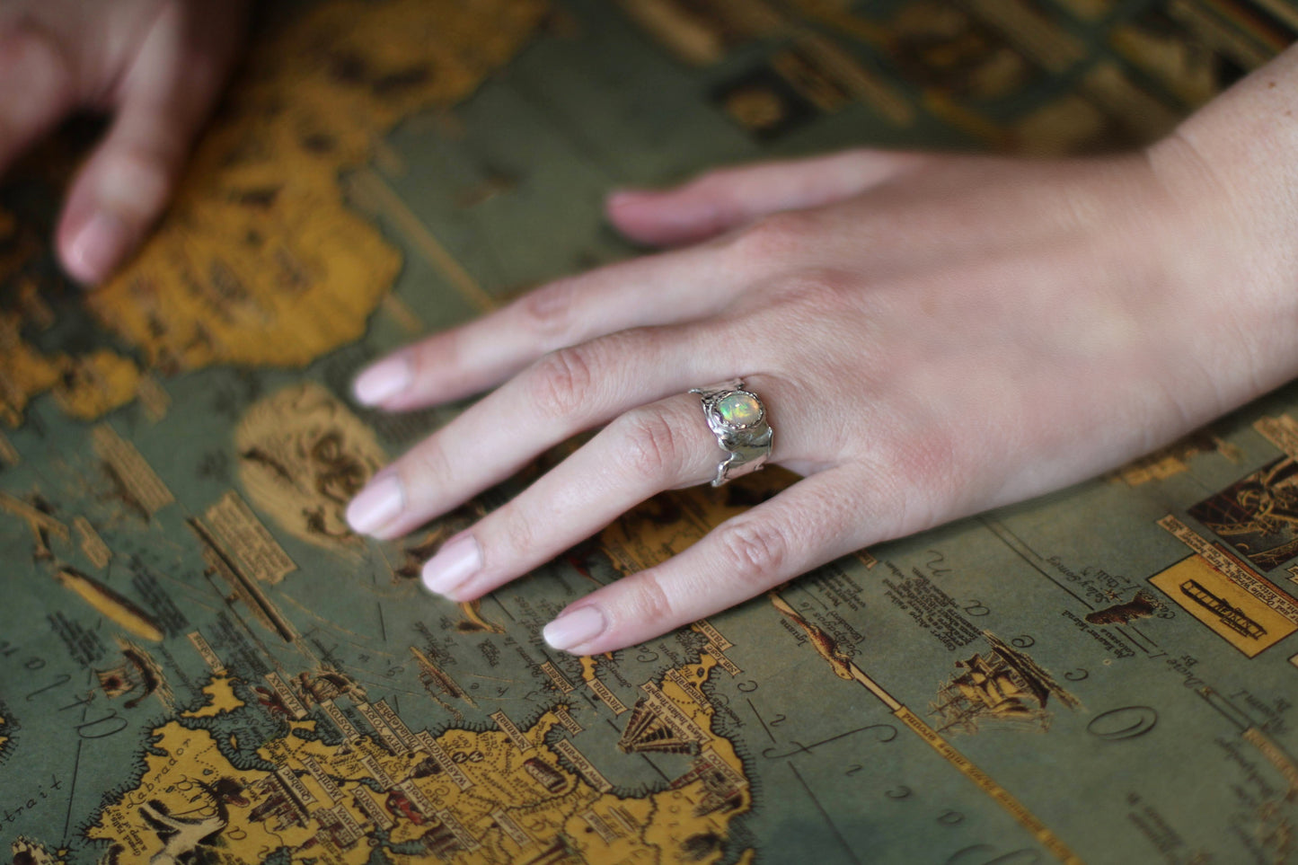 Map of Opal Silver Ring