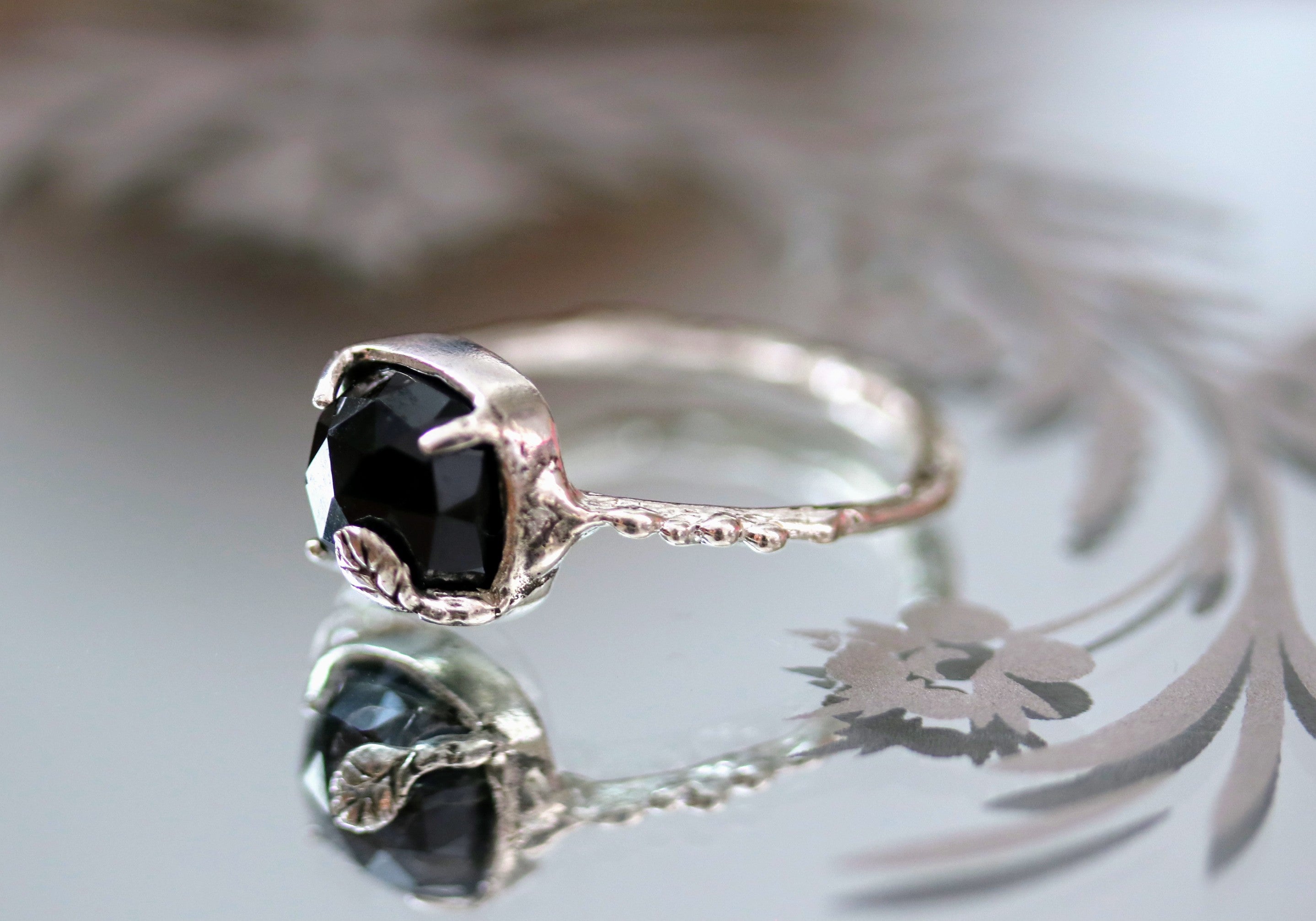 Talisman Silver Ring with Black Spinel