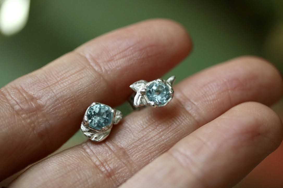 Blue Topaz Blooming Buds Earrings