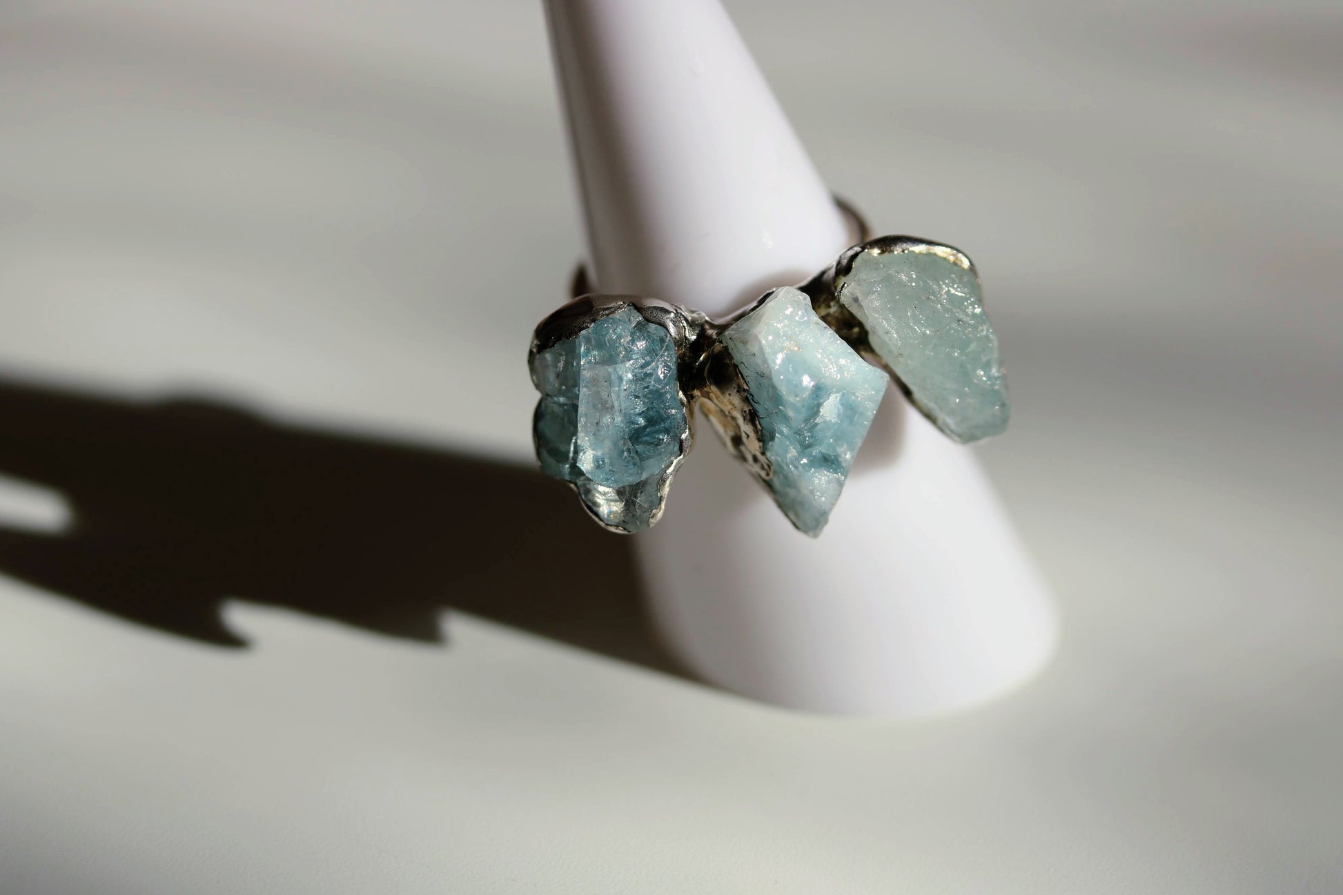 raw aquamarine statement ring