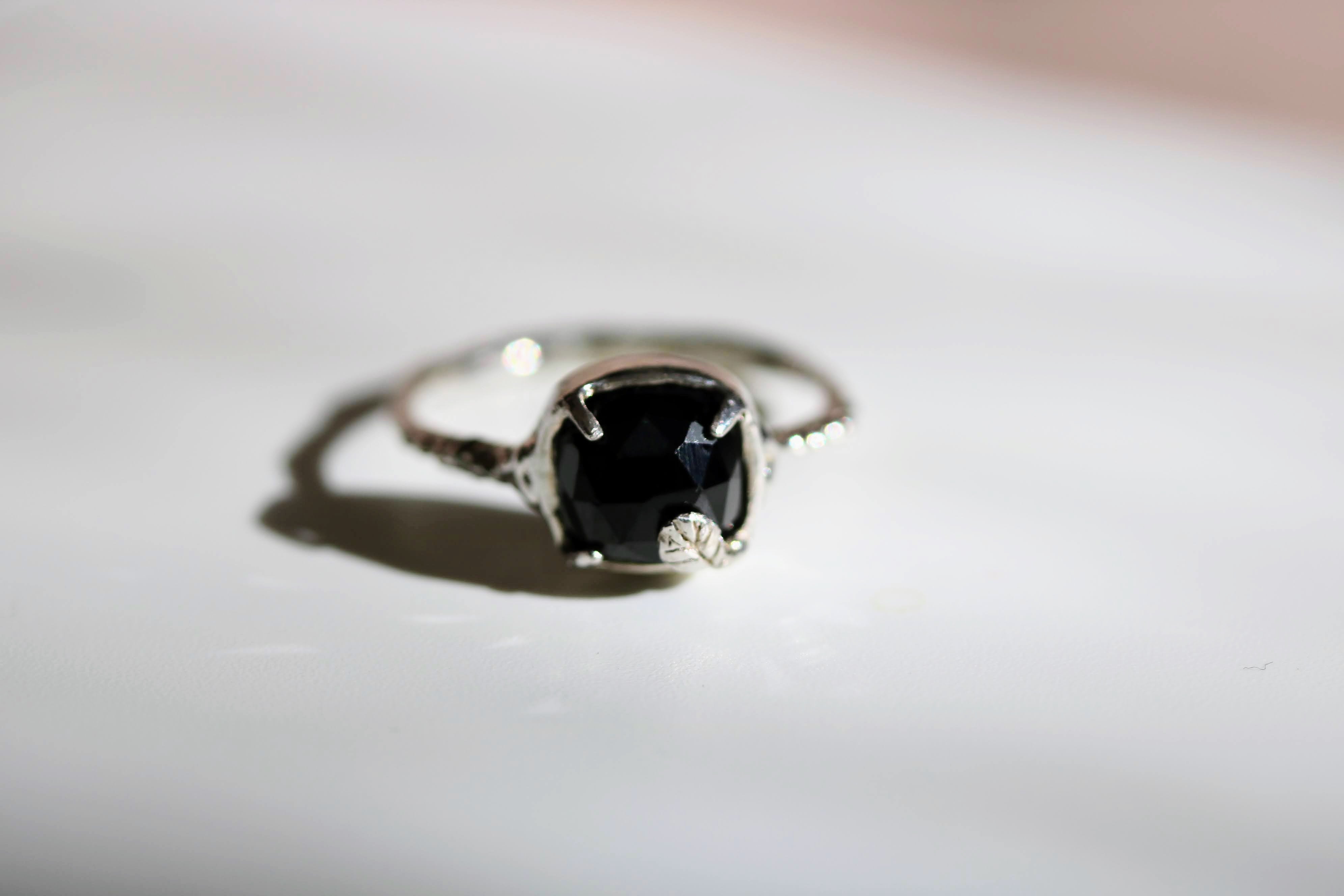 Talisman Silver Ring with Black Spinel