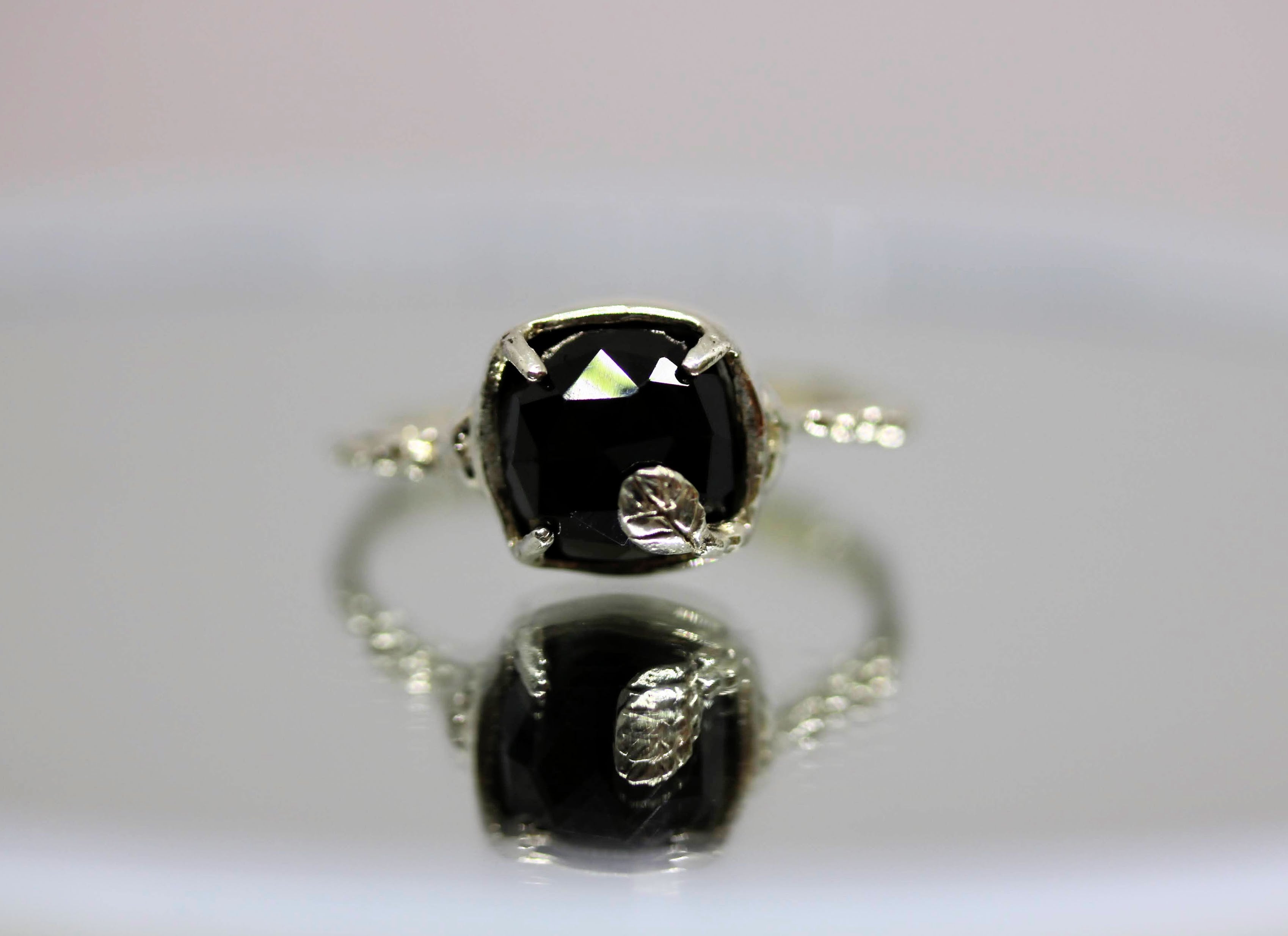 Talisman Silver Ring with Black Spinel