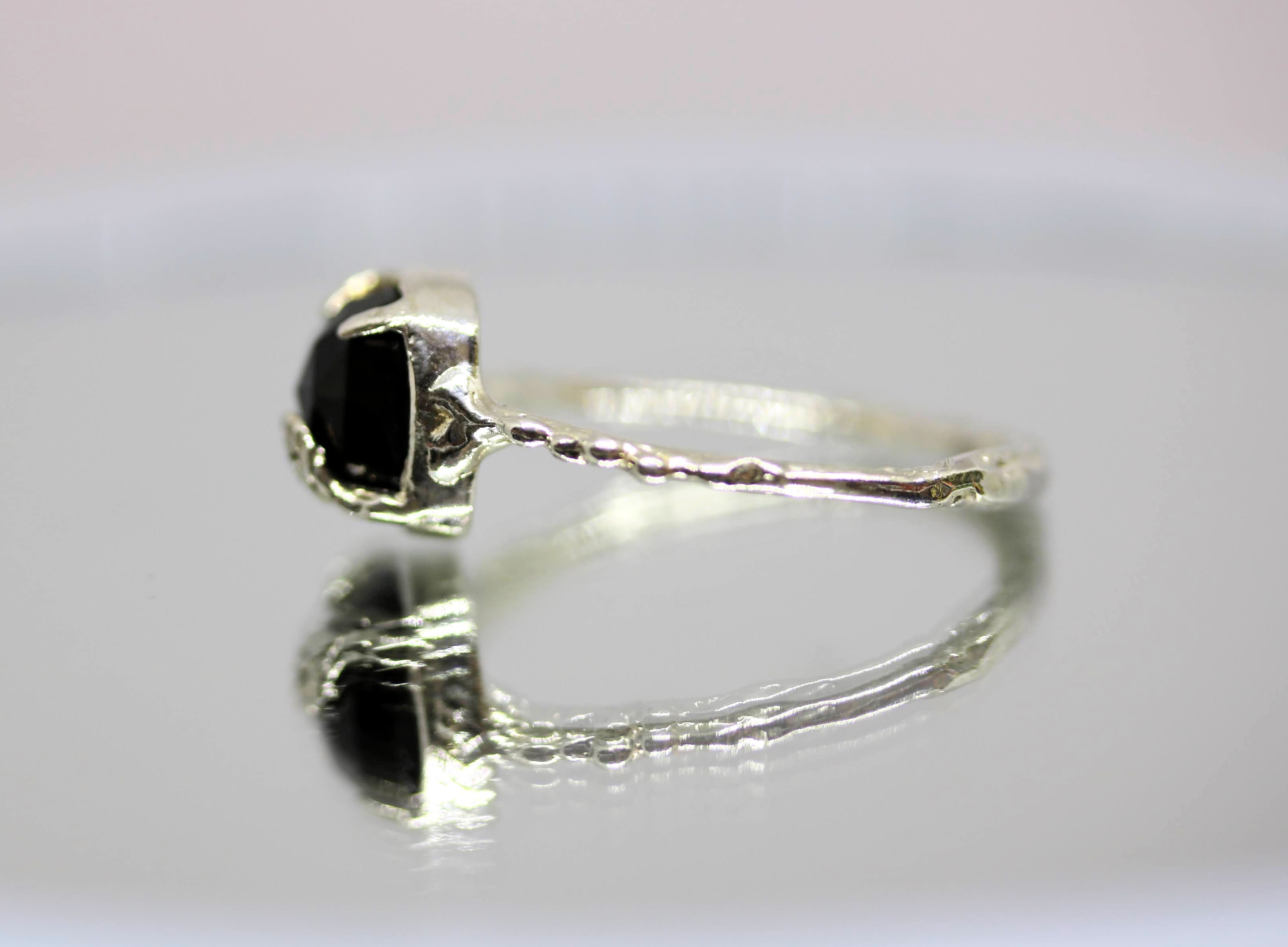 Talisman Silver Ring with Black Spinel