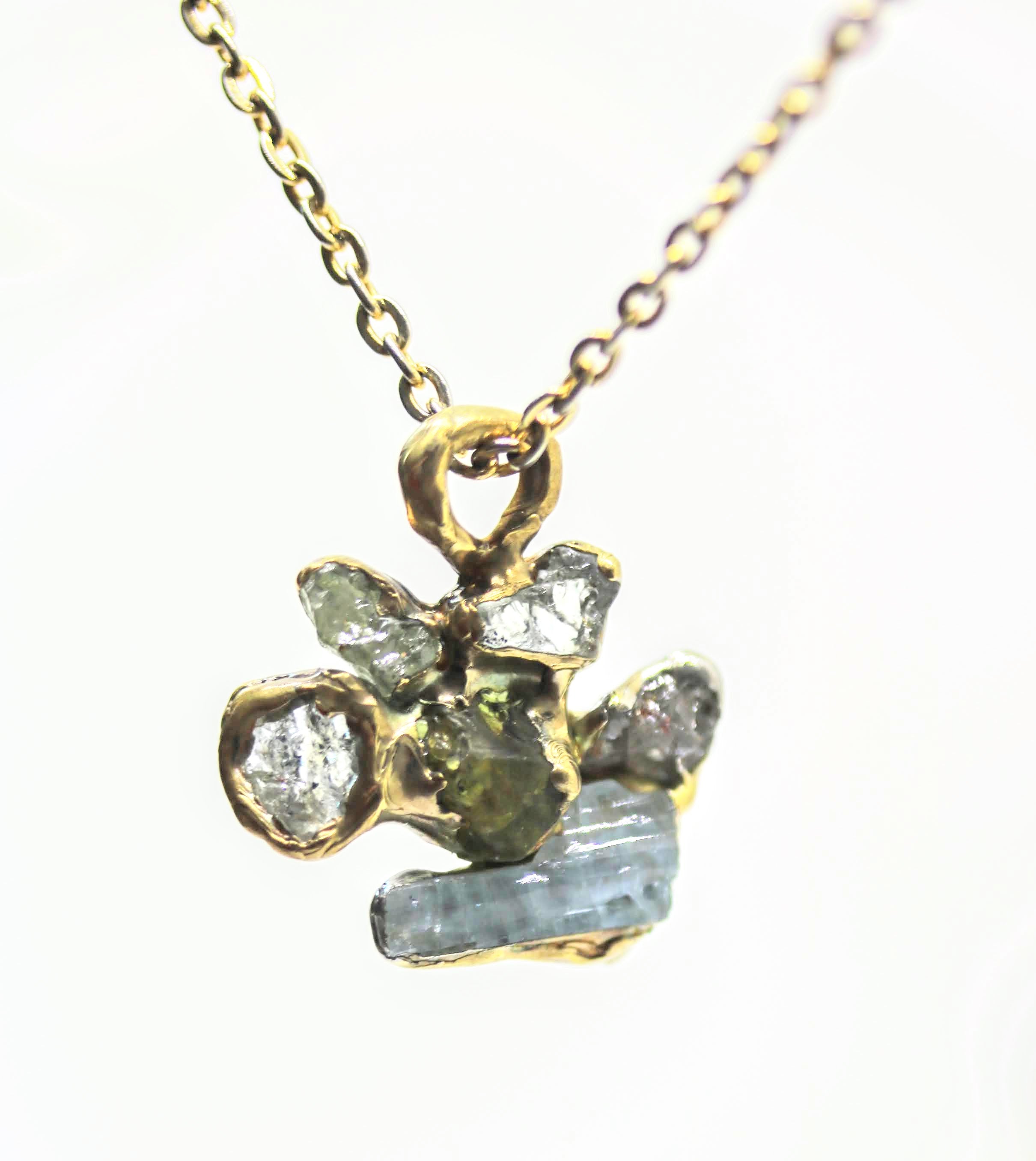 Raw Gem Flower Pendant Necklace